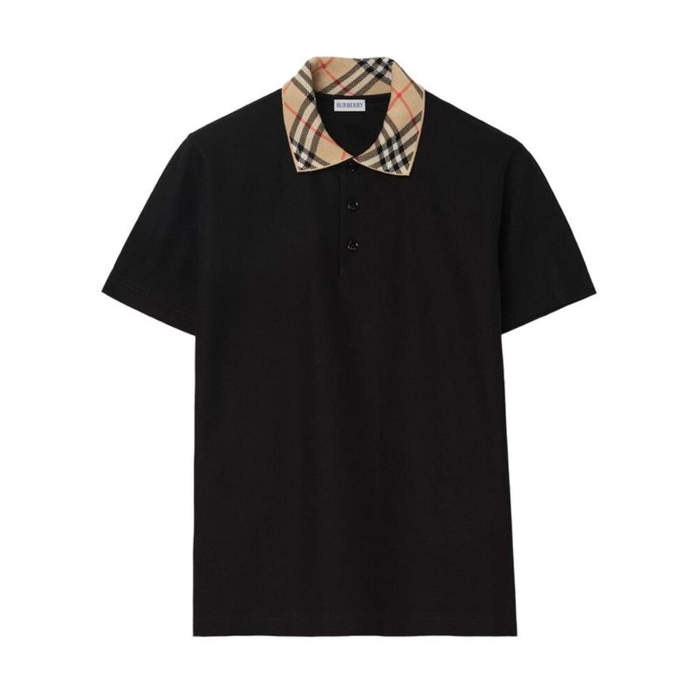 Check-Collar Cotton Polo Shirt Women